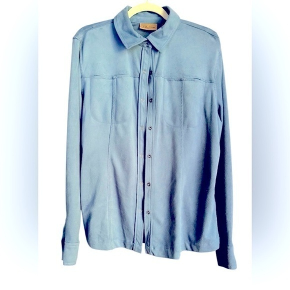 Like New Blue Suede Shirt, Size Large,